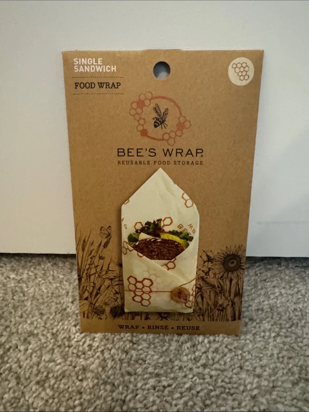 Bee’s Wrap Reusable Food Wrap - Cream with Honeycomb Design